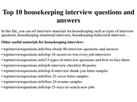 housekeeping basic questions and answers