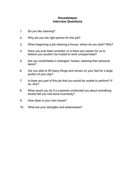 housekeeping interview questions pdf