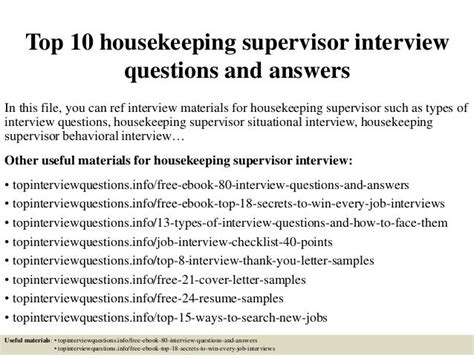 housekeeping supervisor interview questions