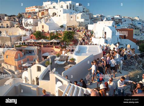 how busy is santorini in july