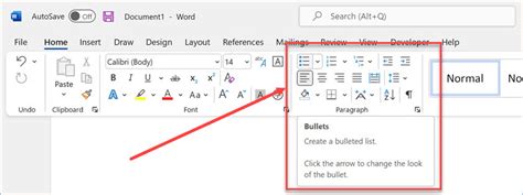 how can create a bulleted list in microsoft word