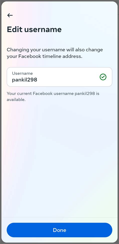 how can i change my facebook username on iphone