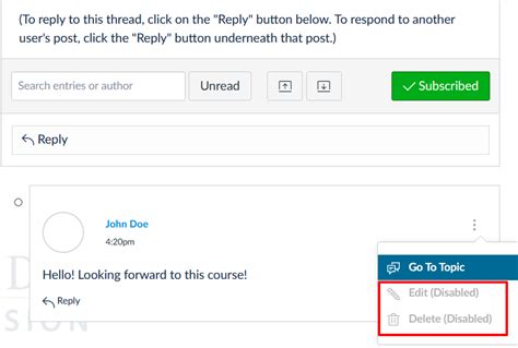 how can i delete a discussion post on canvas