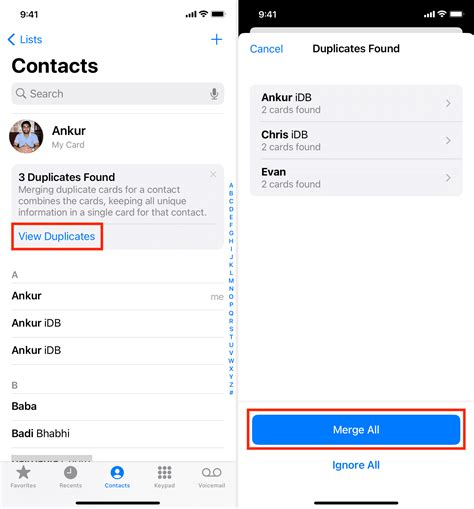 how can i get rid of duplicate contacts on my iphone