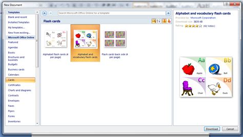 how can i make flashcards on microsoft word