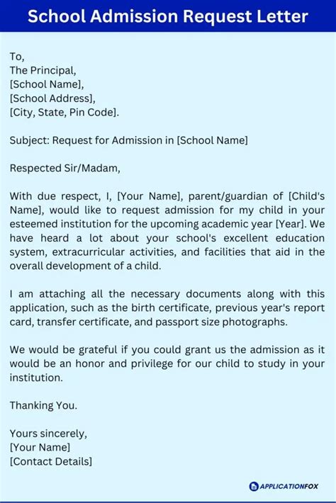 how can i write an application letter to a school