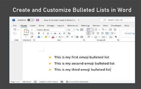 how can you create bulleted list in ms word