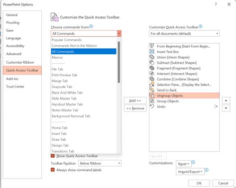 how can you customize the quick access toolbar in powerpoint