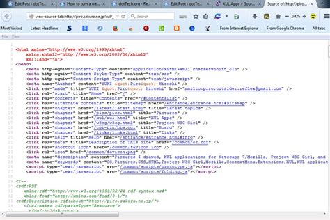 how can you view the html source code of a web page in mozilla firefox