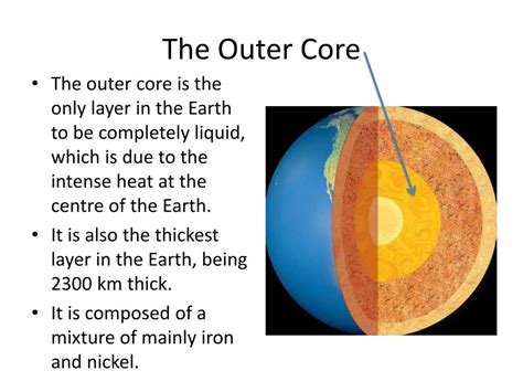 how dense is earth's outer core