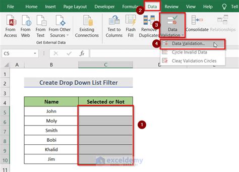 how do i add a filter to a drop down list in excel