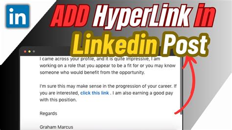 how do i add a hyperlink to a linkedin post