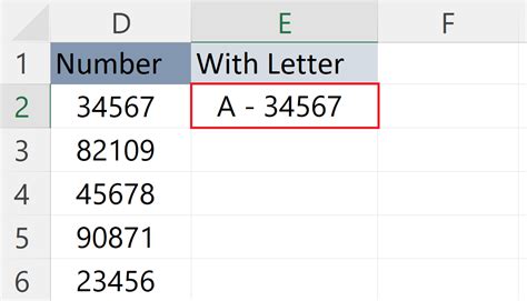 how do i add a letter in front of a number in excel