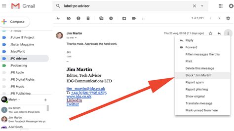 how do i block messages in gmail