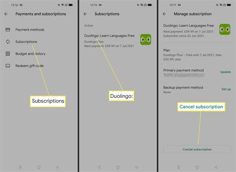 how do i cancel subscriptions on android phone