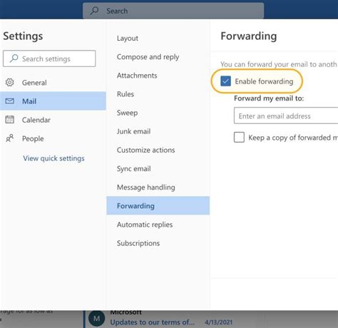 how do i change email forwarding settings in outlook