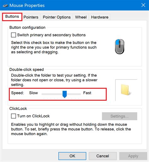 how do i change mouse settings in excel