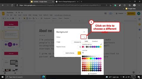 how do i change the background color on google slides on an ipad