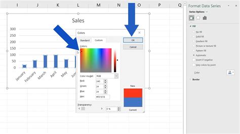 how do i change the color of a column in excel chart based on value