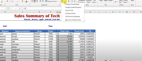 how do i change the default accounting format in excel