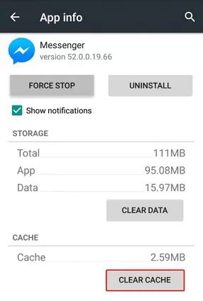 how do i clear the cache on messenger