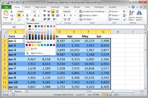 how do i color code every other row in excel