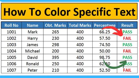 how do i color code specific words in excel