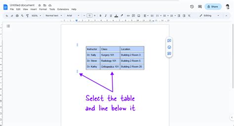 how do i copy a table in docs