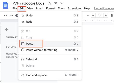 how do i copy and paste a pdf into google docs