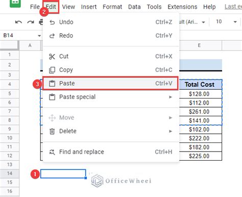 how do i copy and paste in google sheets