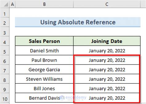 how do i copy the same date down in excel