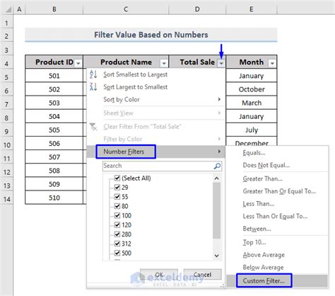 how do i create a custom filter list in excel