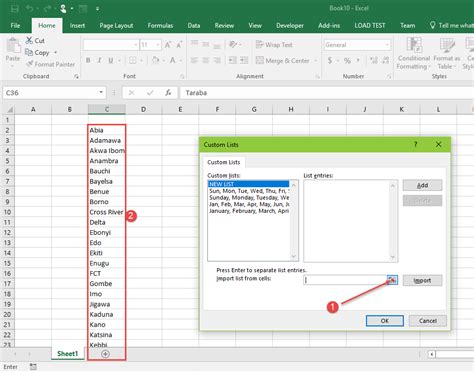 how do i create a custom list in excel