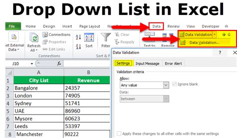 how do i create a drop down list to sort data in excel