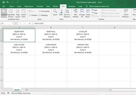 how do i create a label format in excel