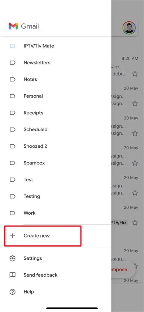 how do i create a new label in gmail app on android