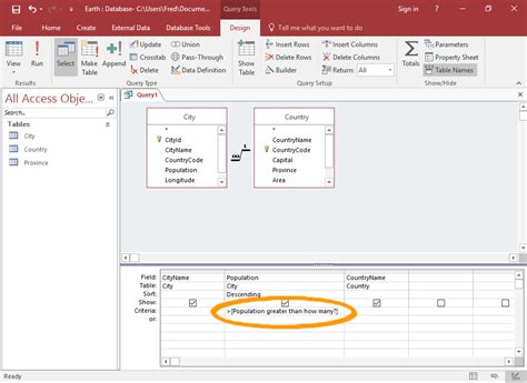 how do i create a parameter query in access