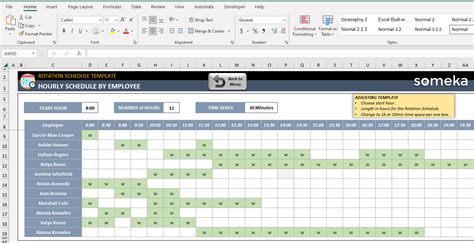 how do i create a rotating schedule in excel