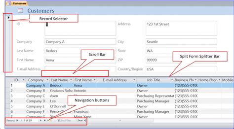 how do i create a split form in access