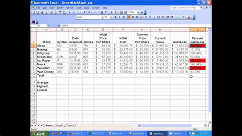 how do i create a stock spreadsheet in excel