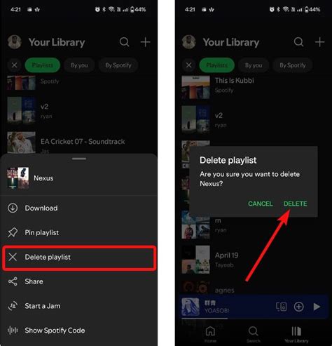 how do i delete a playlist from my spotify library
