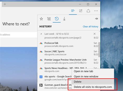 how do i delete browser history in edge