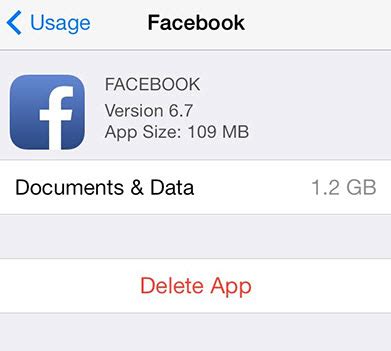 how do i delete facebook documents and data on my iphone