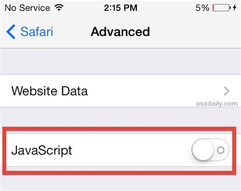 how do i disable javascript in safari