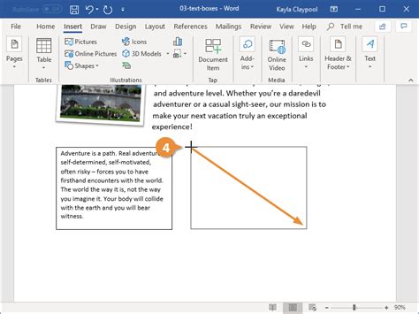 how do i do a text box in word