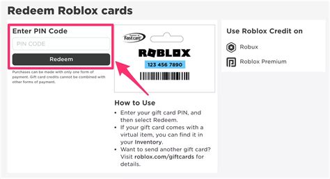 how do i enter a roblox gift card code