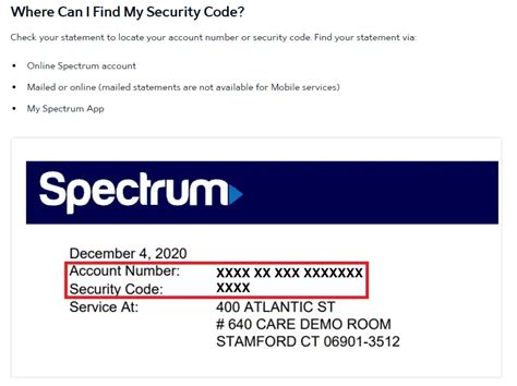 how do i find my security code for spectrum