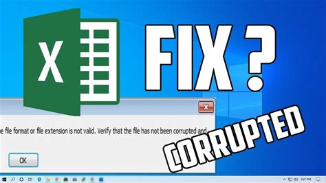how do i fix file format or file extension is not valid in excel
