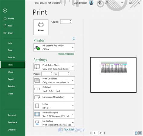 how do i fix print preview not available in excel