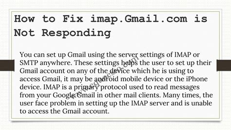 how do i fix the imap gmail server is not responding